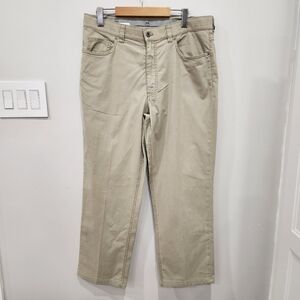 Hiltl Pants Mens 34x28* Beige 5 Pocket Flat Front Chino Trousers Stretch Casual
